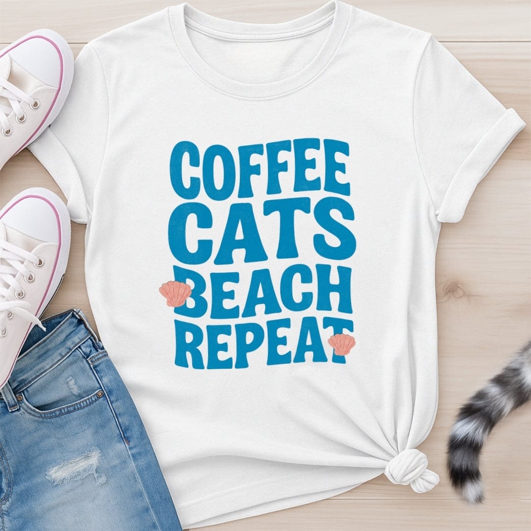 COFFEE CATS BEACH T-SHIRT