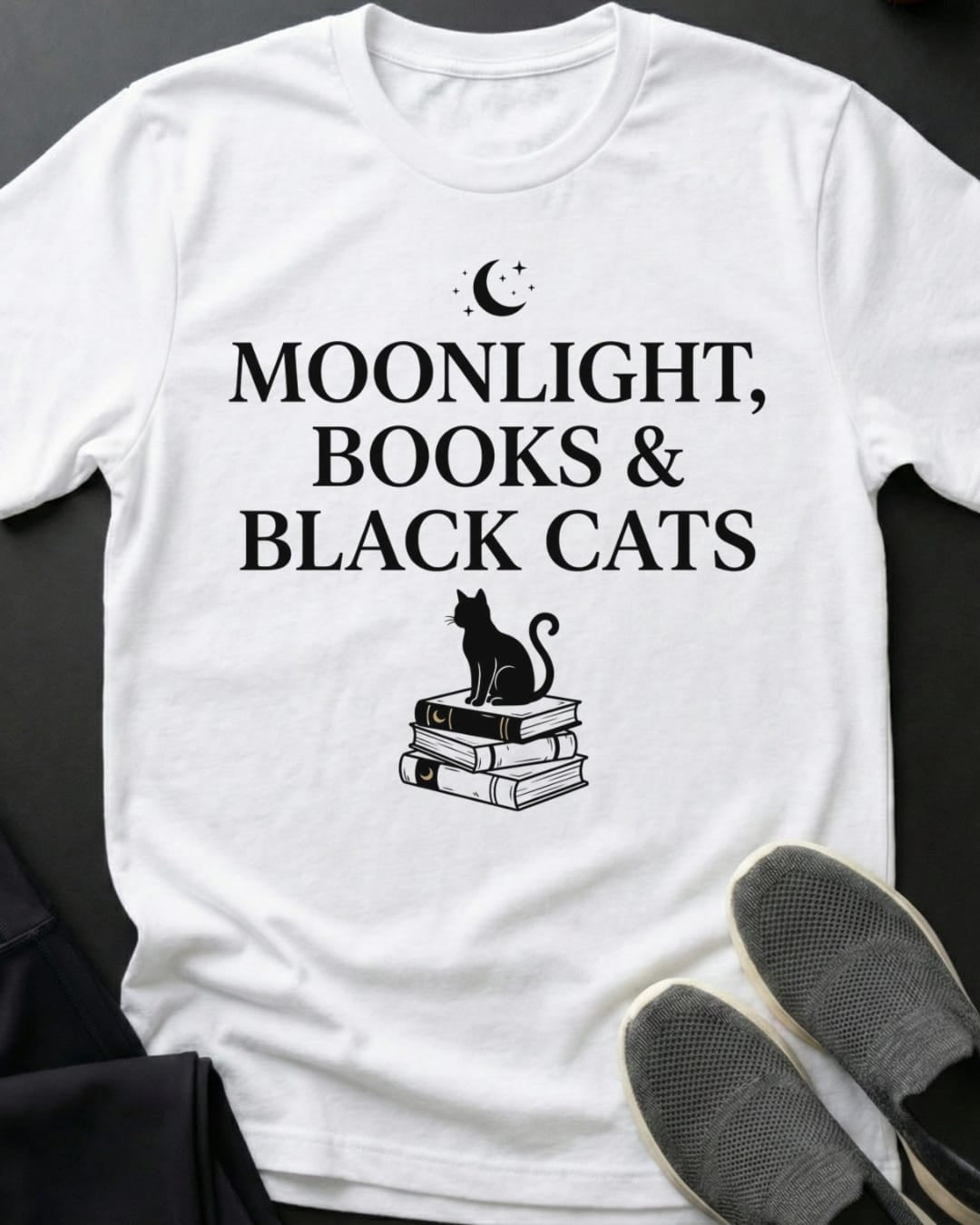 Moonlight, Books, & Black Cats Tee