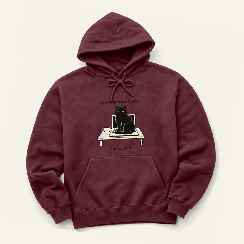Working From Home Hoodie in Maroon