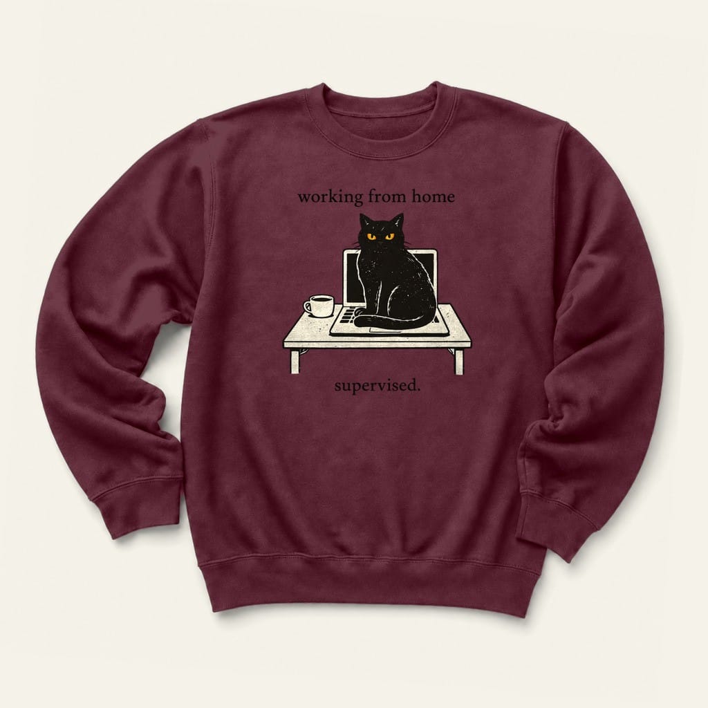 Working From Home Sweatshirt in Maroon
