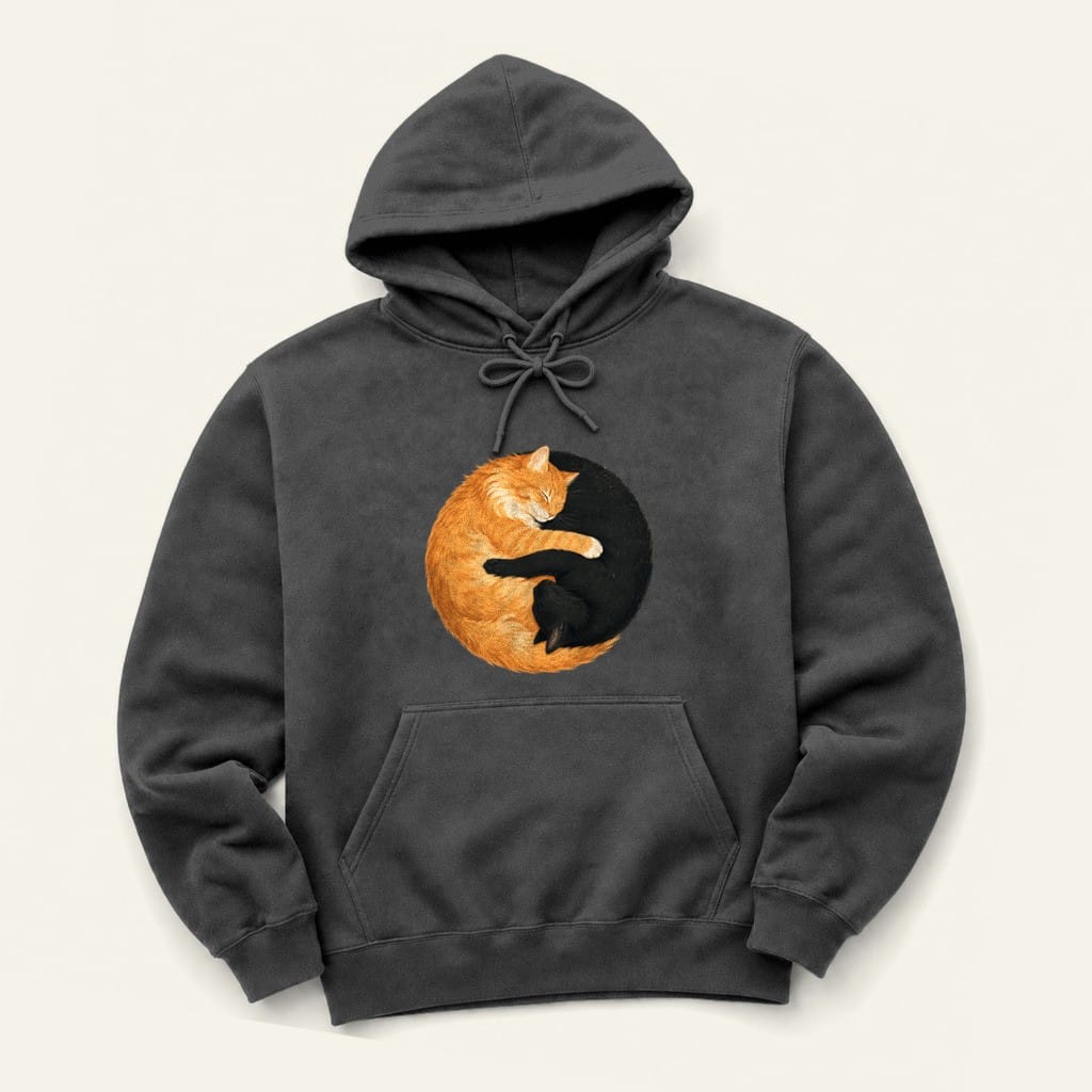 Yin Yang Orange Hoodie in Dark Heather