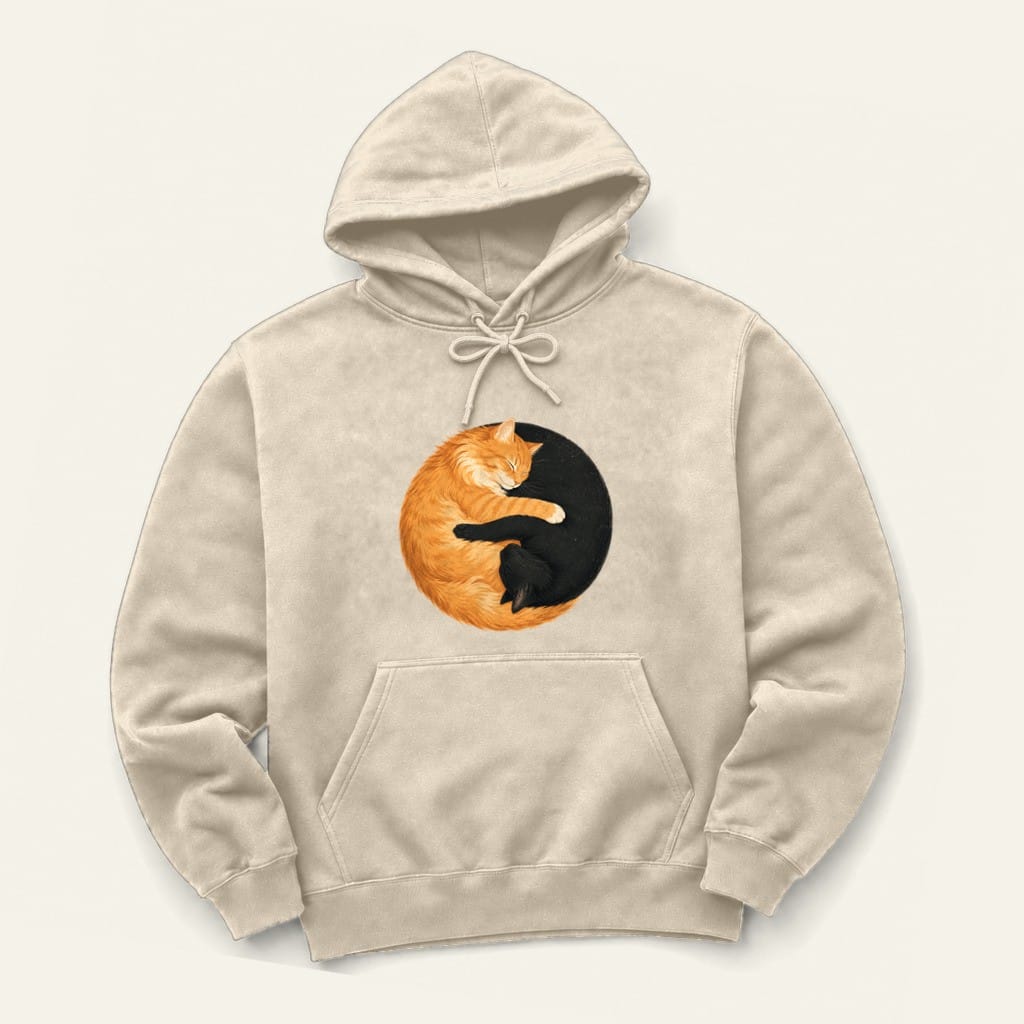 Yin Yang Orange Hoodie in Sand