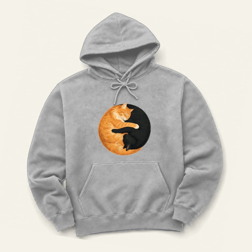 Yin Yang Orange Hoodie in Sport Grey