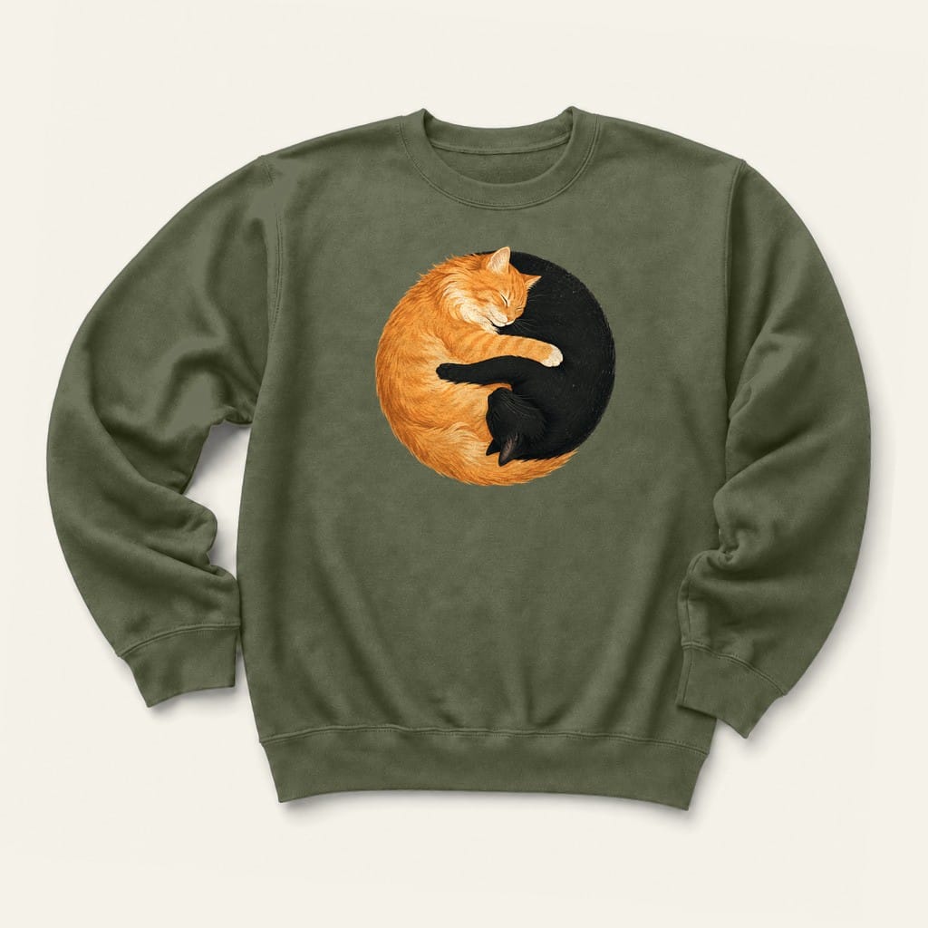 Yin Yang Orange Sweatshirt in Military Green